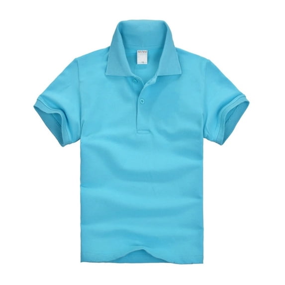 Sewkxo Boys Girl's Polo Shirt Summer Solid Casual Short Sleeve Kids Collared Shirt School Uniform,Sky Blue 120