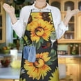 thumbnail image 6 of Black Sunflower White Flower Pattern Apron-Garden Aprons for Women with Pockets-Cotton Linen Waterproof Kitchen Cooking Gardening Aprons Adjustable for Kitchen,Cooking,BBQ and Salon 33x27 Inch, 6 of 7