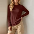 thumbnail image 3 of Maplenight Long Sleeve T Shirts for Women Crew Neck Regular Fit Basic Tops Casual Summer Tops, 3 of 6