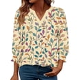 thumbnail image 1 of Jacenvly Hauts pour Femmes Liquidation Hauts Décontractés Imprimés pour Femmes Manches 3/4 Poignets Smockés Hauts pour Femmes en Liquidation, 1 of 7