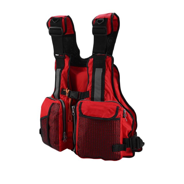Lifesaving Vest, Life Jackets Multi Pocket Adjustable Belt Comfortable Multipurpose Reflective Stripe With Whistle For Swimming For Fishing
