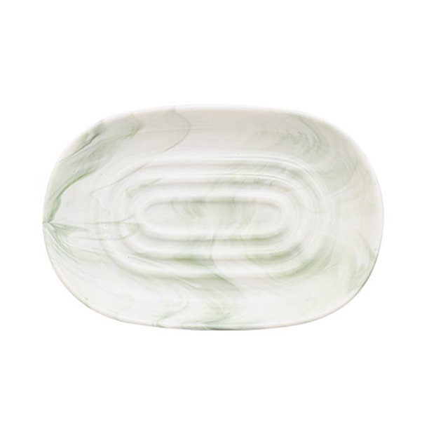 Jabonera de cerámica elegante hecha a mano, jabonera decorativa con texturas de mármol únicas, soporte para barra de jabón multiusos para baño y cocina, antideslizante e impermeable