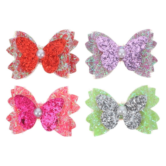 4pcs Hair Bows Barrettes for Girls Glitter Bow Hair Clips Hair Accessories