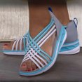 thumbnail image 2 of ZTTD Women's Fashion Casual Cross Strap Round Toe Sandals Elastic Band Slip On Shoes Blue, 2 of 5