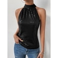 thumbnail image 5 of Halter Neck Sequined Vest Women's Slim-Fit Versatile Top, 5 of 5