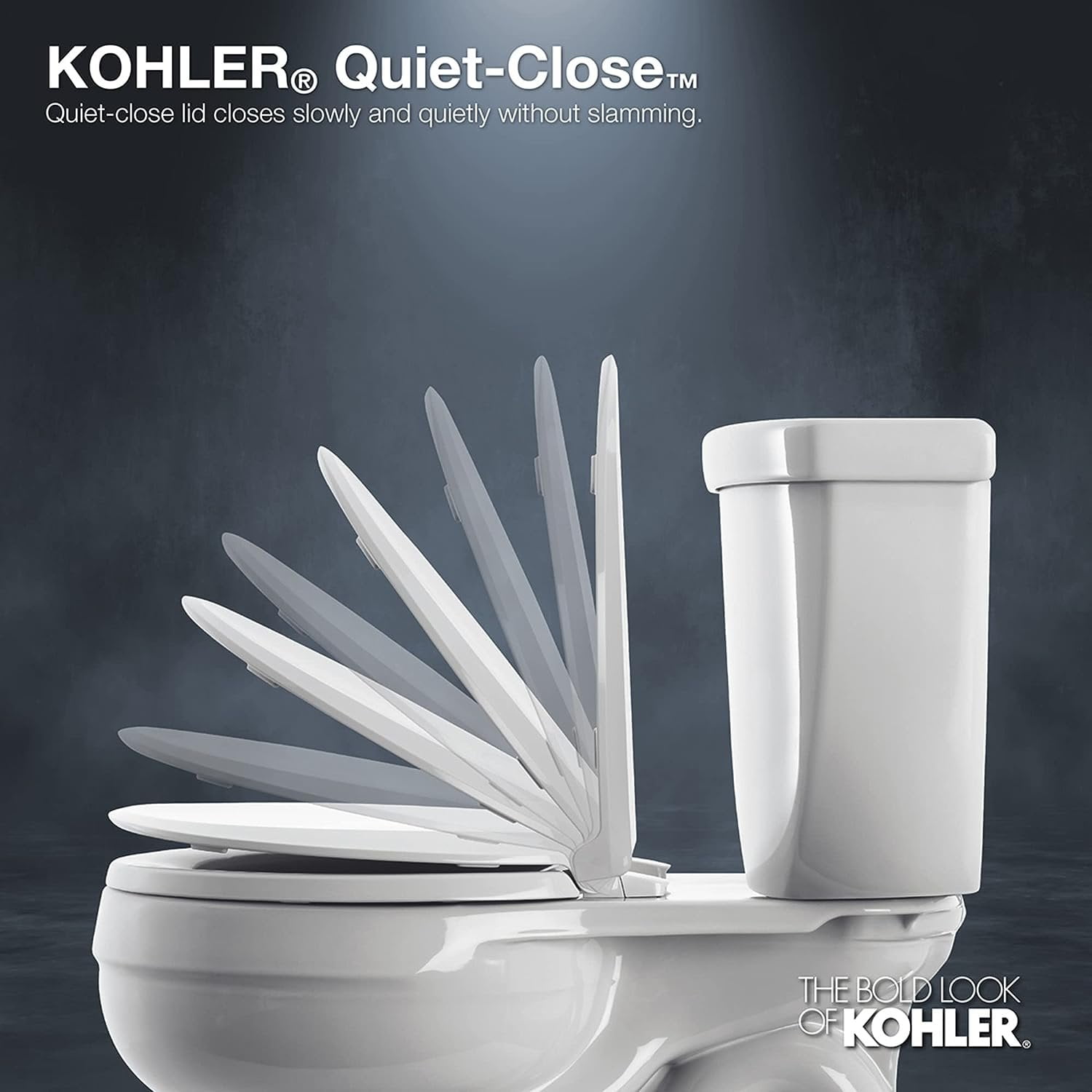 Kohler Cachet Quiet-Close Toilet Seat - Grip-Tight Bumpers - Round, Biscuit