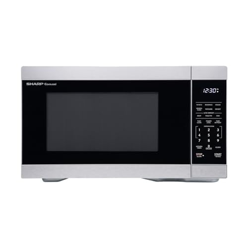 Horno microondas de encimera SHARP SMC1162KS con plato giratorio extraíble de 12.4", certificado por Orville Redenbacher, 1.1 pies cúbicos (1.1 pies cúbicos), acero inoxidable
