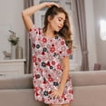 thumbnail image 3 of Balery Cute ladybugs red Camisón de manga corta con cuello redondo para mujer, cómodo y elegante., 3 of 6