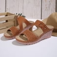 thumbnail image 4 of Women's Summer Casual Sandals Comfortable Wedge Platform Height Increasing Slip On Floral Decor Sandals Wide Fit Lightweight Outdoor Walking Sandals, 4 of 8