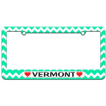 Vermont Love with Hearts License Plate Tag Frame, Multiple Colors