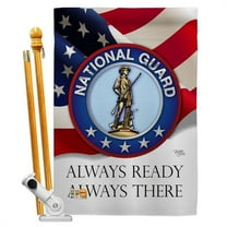 Breeze Decor BD-MI-HS-108020-IP-BO-D-US15-BD 28 x 40 in. National Guard Americana Military Impressions Decorative Vertical Double Sided House Flag Set with Pole Bracket Hardware