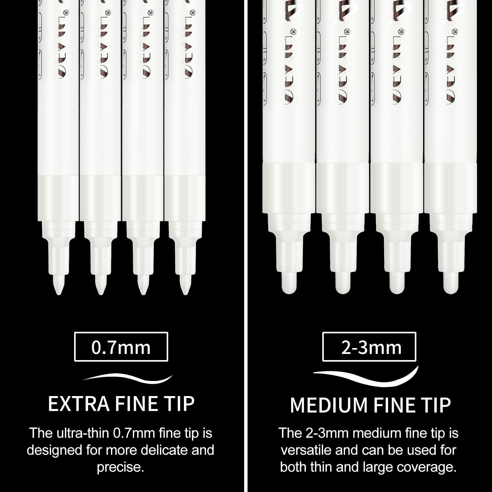 White Paint Pens - 8 Pack 2-3mm Medium Tip & 0.7mm Extra Fine Marker For Rock Painting  Wood Metal Fabric Plastic Canvas Glass Ceramic Diy Crafts Out Pen