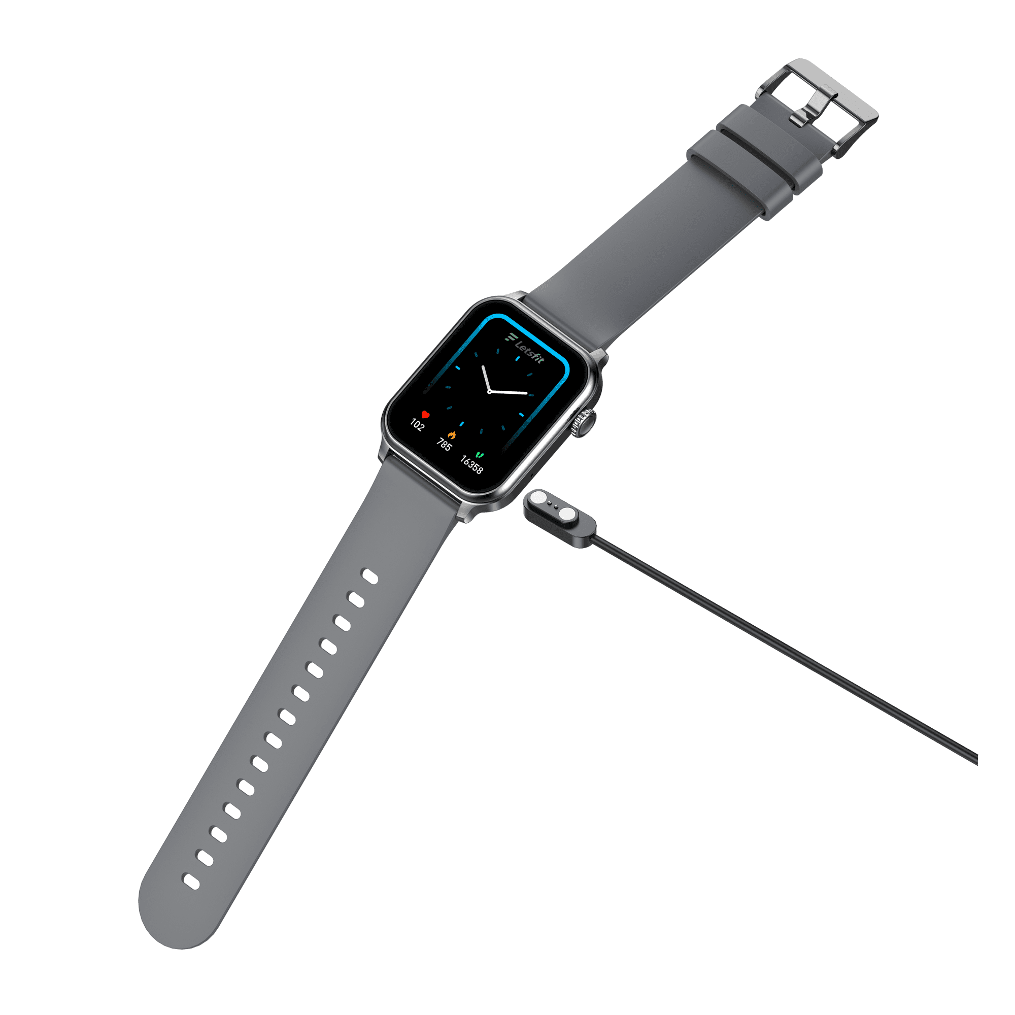 Letsfit Life smartwatch E52 Display 2 packs : TFT Black Bezel plus GREY band plus bluetooth calling and voice assistant with 600mah battery