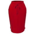 thumbnail image 2 of A2Y Women's Elastic Waist Self Tie Tulip Hem Side Pocket Skirt Dark Red S, 2 of 5