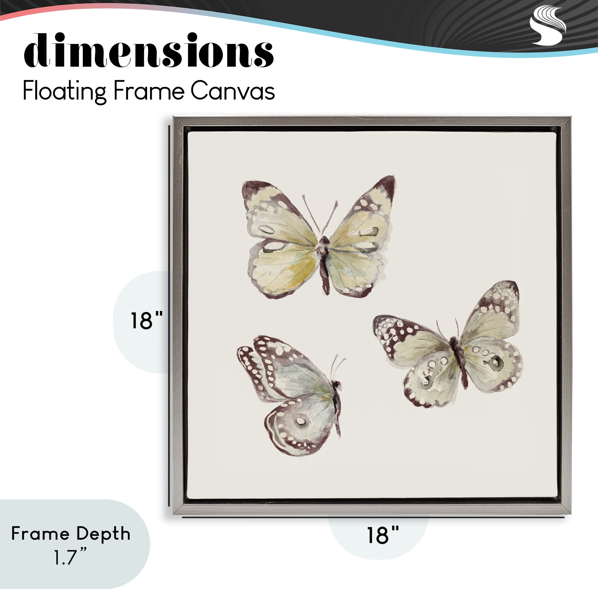 Stupell Industries Delicate Butterflies on Beige Gray Framed Floater Canvas Wall Art, design by Patricia Pinto