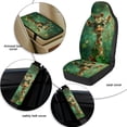 thumbnail image 6 of Xixirimido Breathable Car Seat Cover Set of 5 PU Leather Front Seats with Seat Belt & Console Covers Universal Fit Automotive Accessories, Giraffe Shamrock Green, 6 of 8