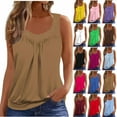 thumbnail image 6 of Fmbrln Tank Tops for Women Summer Sleeveless V Neck Front Pleated Solid Tops Casual Loose Lightweight Blouses, 6 of 6