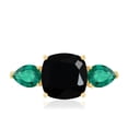 thumbnail image 4 of Rosec Jewels Lab Grown Black Diamond 3 Stone Engagement Ring - Certified Black Diamond Emerald Ring - AAA Quality, 18K Yellow Gold, US 11.00, 4 of 8