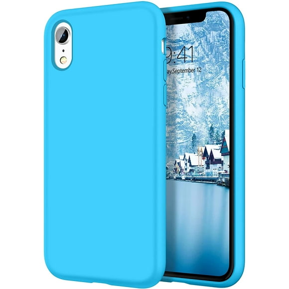 iPhone XR Cases, iPhone XR Case FYBTO Slim Lightweight Smooth Liquid Silicone Soft Gel Rubber Microfiber Lining Cushion Texture Cover Shockproof Protective Phone Cases for iPhone 10 XR, Light Blue