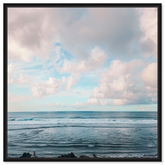 Savaya Beach Landscape Photography Canvas Wall Art by Notoriart, Black Floater Frame, 12"x12"