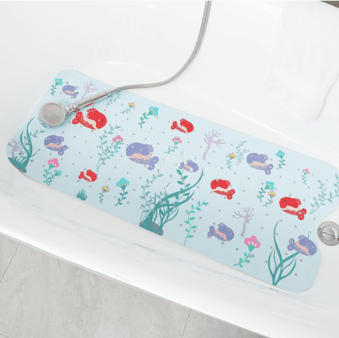 Borke Baby Bath Mat, Bath Mat for Tub for Kids,Non Slip Bathroom Bathtub Mat  with Suction Cups, Drain Holes,Sea World 