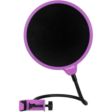 Dragonpad USA Pop filter Studio Microphone Mic Wind Screen Pop Filter Swivel Mount 360 Flexible Gooseneck Holder, Framed Purple (Ultra Violet) on Black
