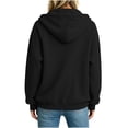 thumbnail image 5 of Hoodies for Women Sevevn Oversized Fashion Casual Solid Color Fleece Hooded Half-Zip Basic Fleece Hoodie Sweatshirt with Pockets Black M, 5 of 5