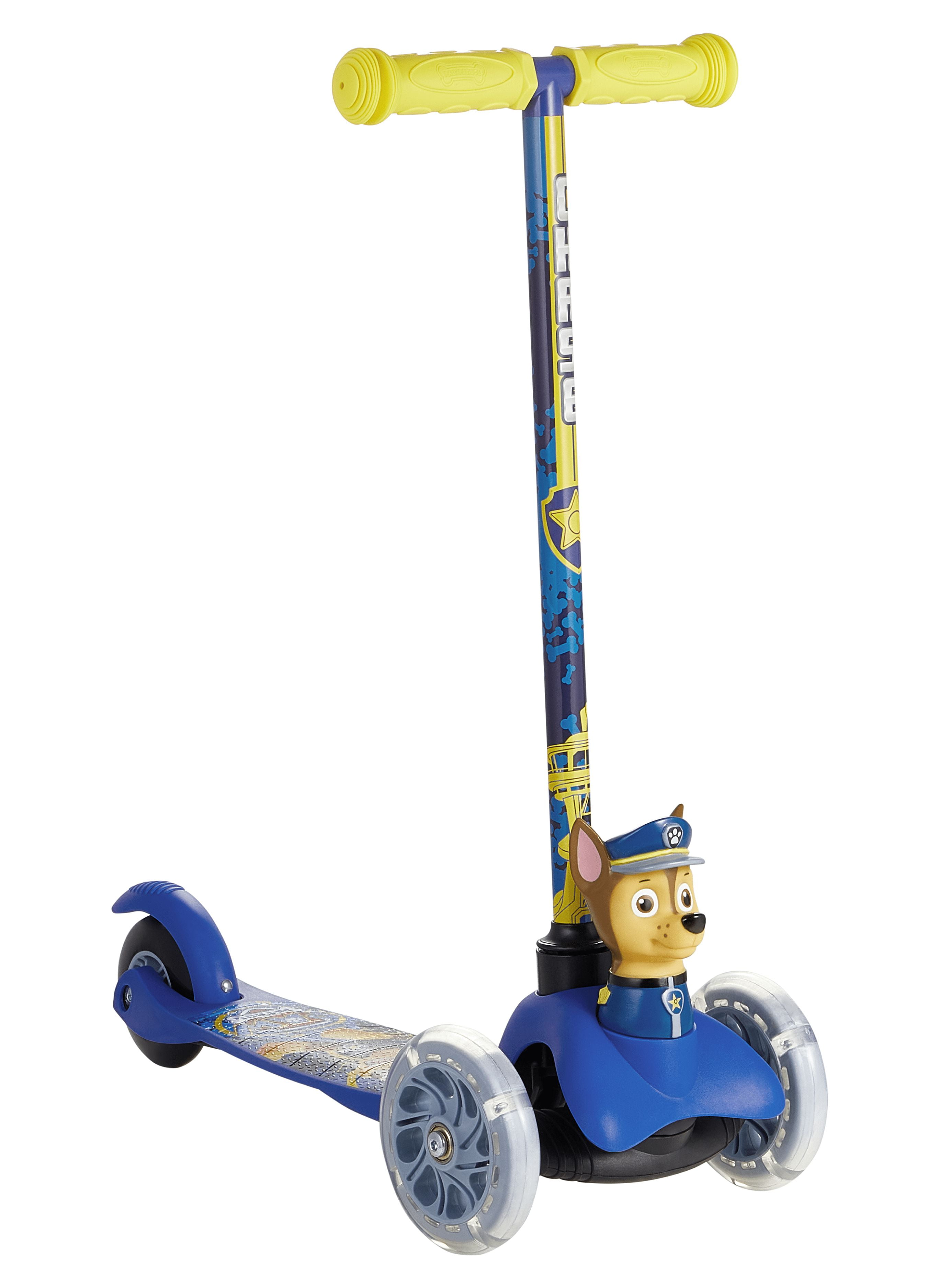 Paw Patrol Chase Ride-N-Glide Buddies 3D Toddler Scooter, 3 Wheel Scooter for Kids Ages 3+, Blue