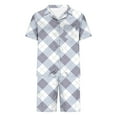 thumbnail image 4 of DDAPJ pyju Mens Plaid Pajama Shorts Set 2 Piece Silk Satin Sleepwear Short Sleeve Button Down Shirt and Elastic Waist Shorts Set Loose Comfy Loungwear with Pockets Gray XXL, 4 of 5