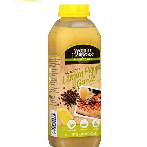 World Harbors Maine's Own Lemon Pepper & Garlic Sauce & Marinade 16 Oz