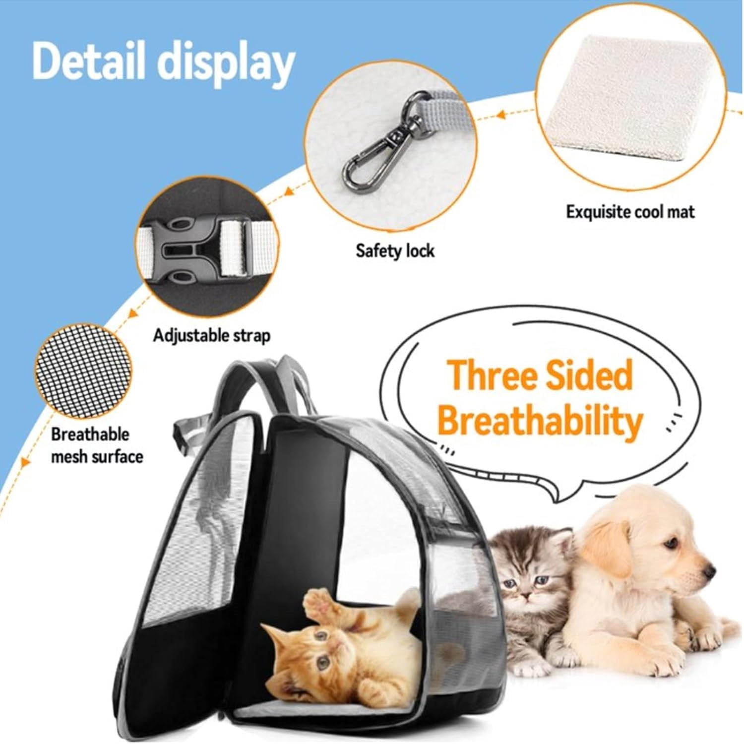 Expandable Pet Carrier Backpack for Cats & Small Dogs – Airline Approved, Breathable Mesh Design, Foldable Travel Bag for Hiking, Camping & Daily Use