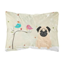 Carolines Treasures BB2480PW1216 Christmas Presents between Friends Pug - Fawn Canvas Fabric Decorative Pillow, 12H