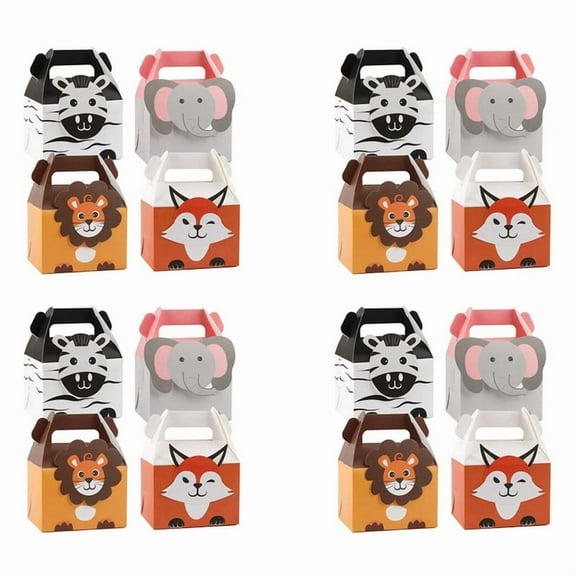 80Pcs Animal Bags, Paper Gift Bags, Small Paper Bags for Kids , 4 Jungle Theme Birthday