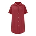 thumbnail image 6 of Stylish SMihono Womens Trendy Cotton Linen Dress Short Sleeve Button Down Casual Shirts Dresses Summer Beach Vacation Sundress Wine XL, 6 of 8