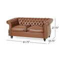 thumbnail image 4 of GDF Studio Madelena Chesterfield Faux Leather Tufted Loveseat with Nailhead Trim, Cognac Brown and Dark Brown, 4 of 9