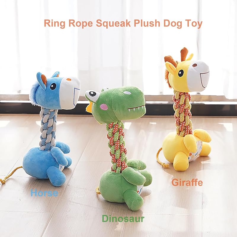 Large Squeaky Plush Horse Dog Toy, Durable Chew Toy for Aggressive Chewers, Interactive Dog Toy with Rope Neck for Small Medium Large Dogs, Washable Pet Toy for Training, Holiday and Birthday Gift