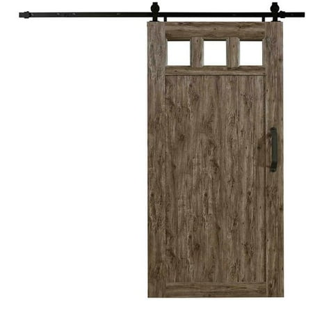 Millbrooke 42 W X 84 H Pvc Window Barn Door Kit Weathered Grey