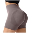 thumbnail image 3 of felwors Women Seamless High Waisted Booty Lifting Shorts Buttery Soft Tummy Control Yoga Pilates Gym Workout Athletic Biker Shorts Brown for Size M, 3 of 9