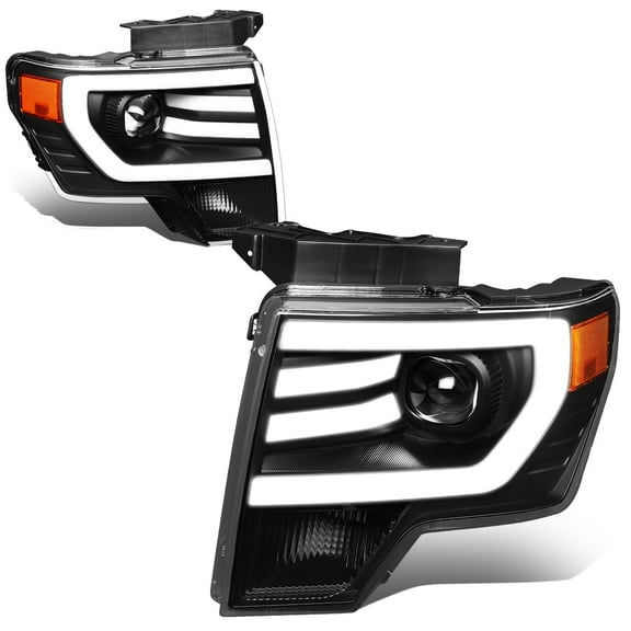 DNA Motoring For 09-14 Ford F150 LED DRL Black  Amber Corner Projector Headlight Lamps Pair