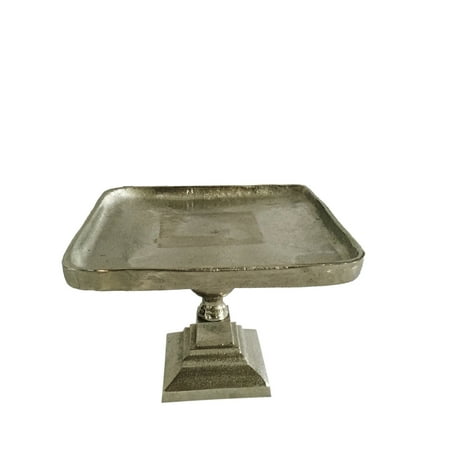 Silver Plated Pedestal - A&B Home Vivi Square Pedestal, Small-Color:Silver,Style:Classic Vintage