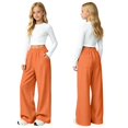 thumbnail image 6 of GiLiling Teen Girls Barrel Sweatpants High Waisted Fleece Baggy School Sweat Pants Barrel Leg Pants High Waisted Baggy Fit Pants (Orange, 11-12 Years), 6 of 7