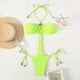 thumbnail image 1 of Traje de baño de una pieza para mujer, traje de baño de bikini elástico con cuello halter y lazo lateral, para mujer, verde fluorescente M, 1 of 6
