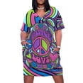 thumbnail image 2 of Vestido psicodélico cruzado con bolsos, estilo hippie, retro, estilo Peace Love Flower Power Dove, vestidos de verano para mujer 2025, ropa estética., 2 of 7