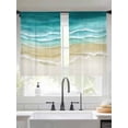 thumbnail image 2 of Turquoise Gradient Beach Sheer Curtains 2 Panels Set Abstracts Seaside Ocean Wave Coastal Sheer Window Curtains Light Filtering Rod Pocket Voile Drapes for Bedroom Living Room 52"x54", 2 of 8