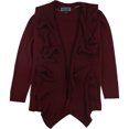 thumbnail image 1 of Karen Scott Womens Ruffled Cardigan Sweater, Purple, Plus Size, 1X, 1 of 1