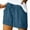 12# Dark Blue, variant on Linen Shorts for Women Casual Summer Elastic High Waisted Wide Leg Short Pants with Pockets Saffron L