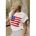 thumbnail image 5 of Casual Women's White Flag Sweater Top – 100% Acrylic Short Sleeve Round Neck for Summer & Daily Style, M, 5 of 5