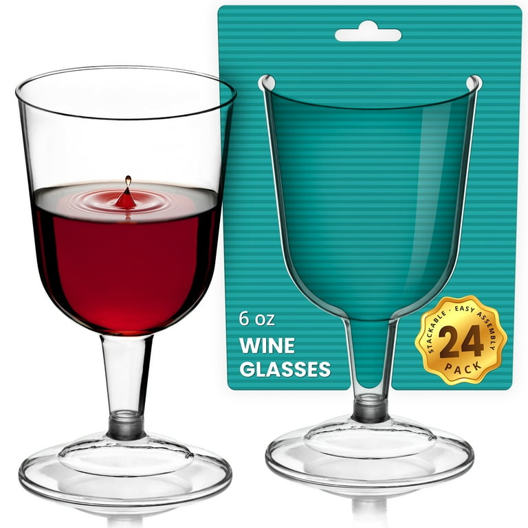 Decorrack 24 Plastic Wine Glasses 6 oz Clear Shatterproof - Walmart.com