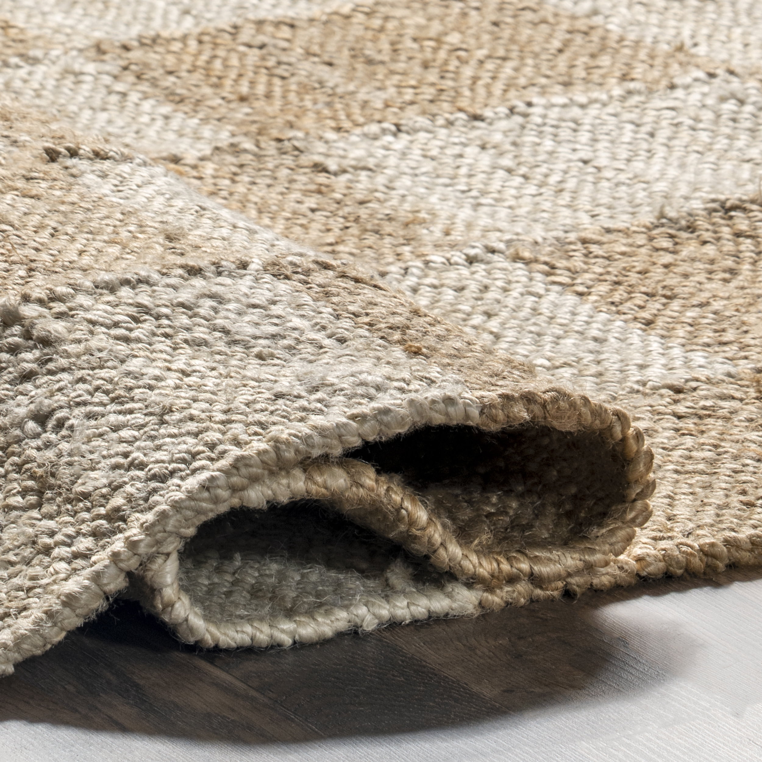 nuLOOM Christana Traditional Checkered Jute Area Rug, 5' x 8', Ivory