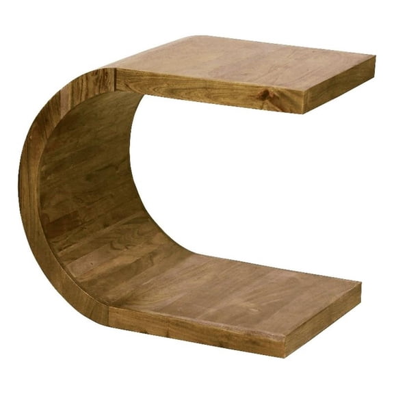Porter Designs Ellipse Solid Acacia Wood End Table in Brown (Set of 2)